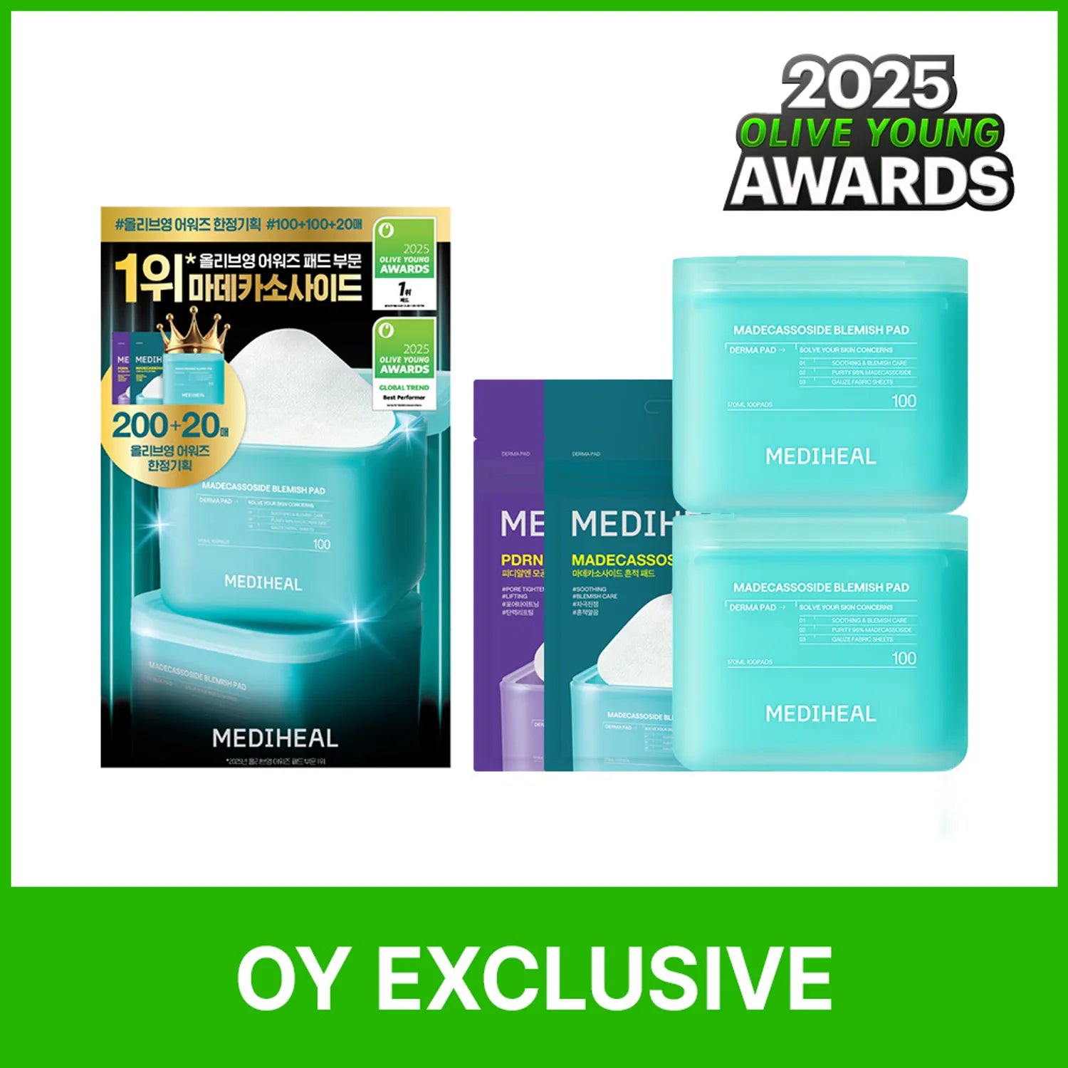 MEDIHEAL Madecassoside Blemish Pad Limited Set (+Refill 100P+Madecassoside Pad 10P+PDRN Pace