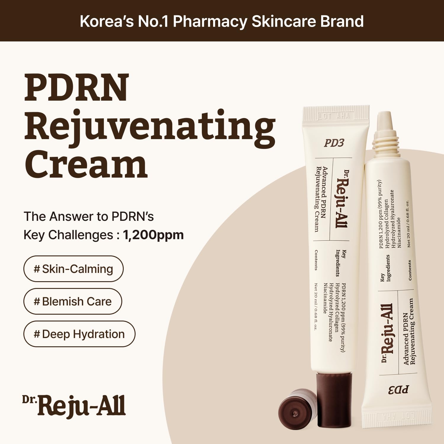 Dr. Reju-All Advanced PDRN Rejuvenating Cream – 99% Pure Salmon DNA PDRN Face Moisturizer – Optimal 1200ppm Concentration for Visible Results – Korean Anti-Aging Skin Care Face Cream - 0.7 Fl Oz Visit the Dr.Reju-All Store