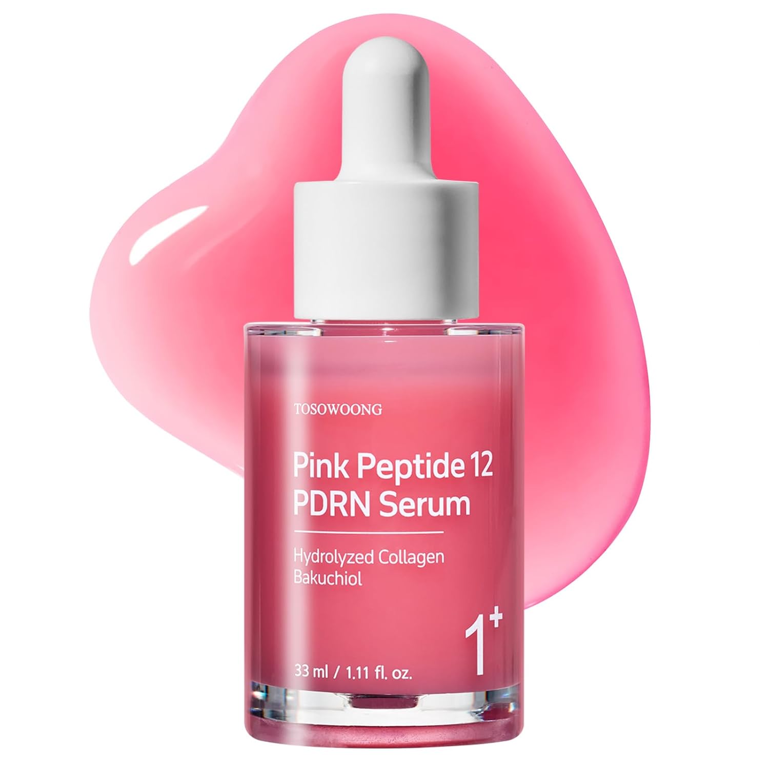 TOSOWOONG Pink Peptide 12 PDRN Serum With Salmon DNA PDRN 10,320ppm, 12 Peptides, Niacinamide, Skin glow, Hydrating, Moisturizing, Firming, Uneven Skin Tone, Korean Skincare, 33ml, 1.11 fl.oz